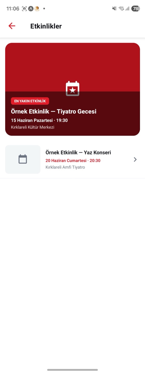 Etkinlik takvimi