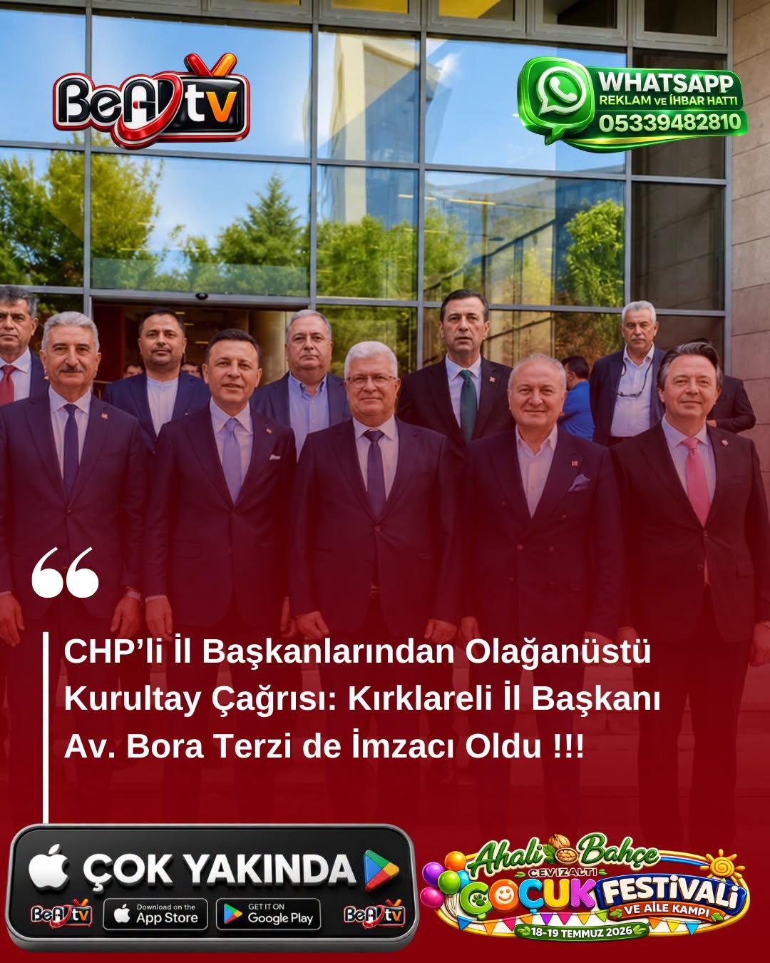 CHP’li İl Başkanlarından Olağanüstü Kurultay Çağrısı: Kırklareli İl Başkanı Bora Terzi de İmzacı Oldu